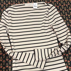 Loft striped ribbed boatneck top small